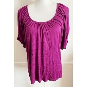 Whistles • Magenta Berry Ruched Neck Blouse